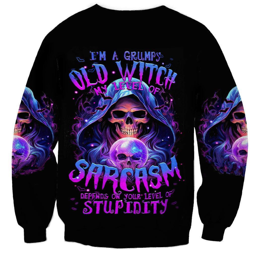 Witch Skull Sweatshirt I'm A Grumpy Old Witch - Wonder Print Shop