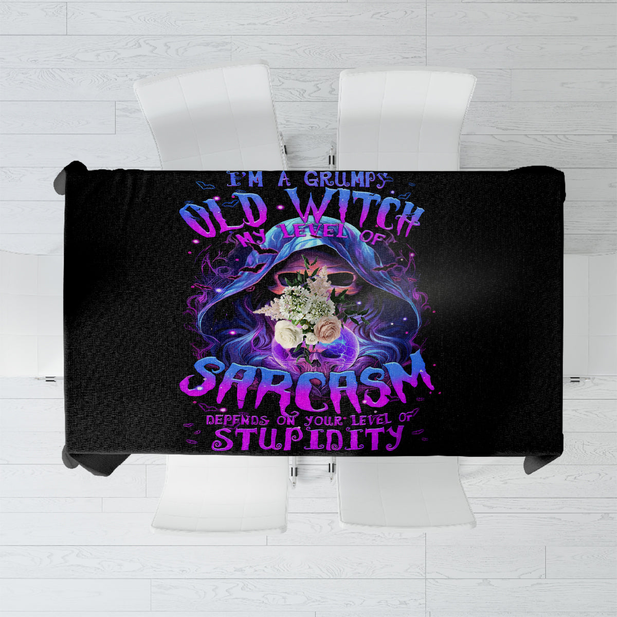 Witch Skull Tablecloth I'm A Grumpy Old Witch - Wonder Print Shop