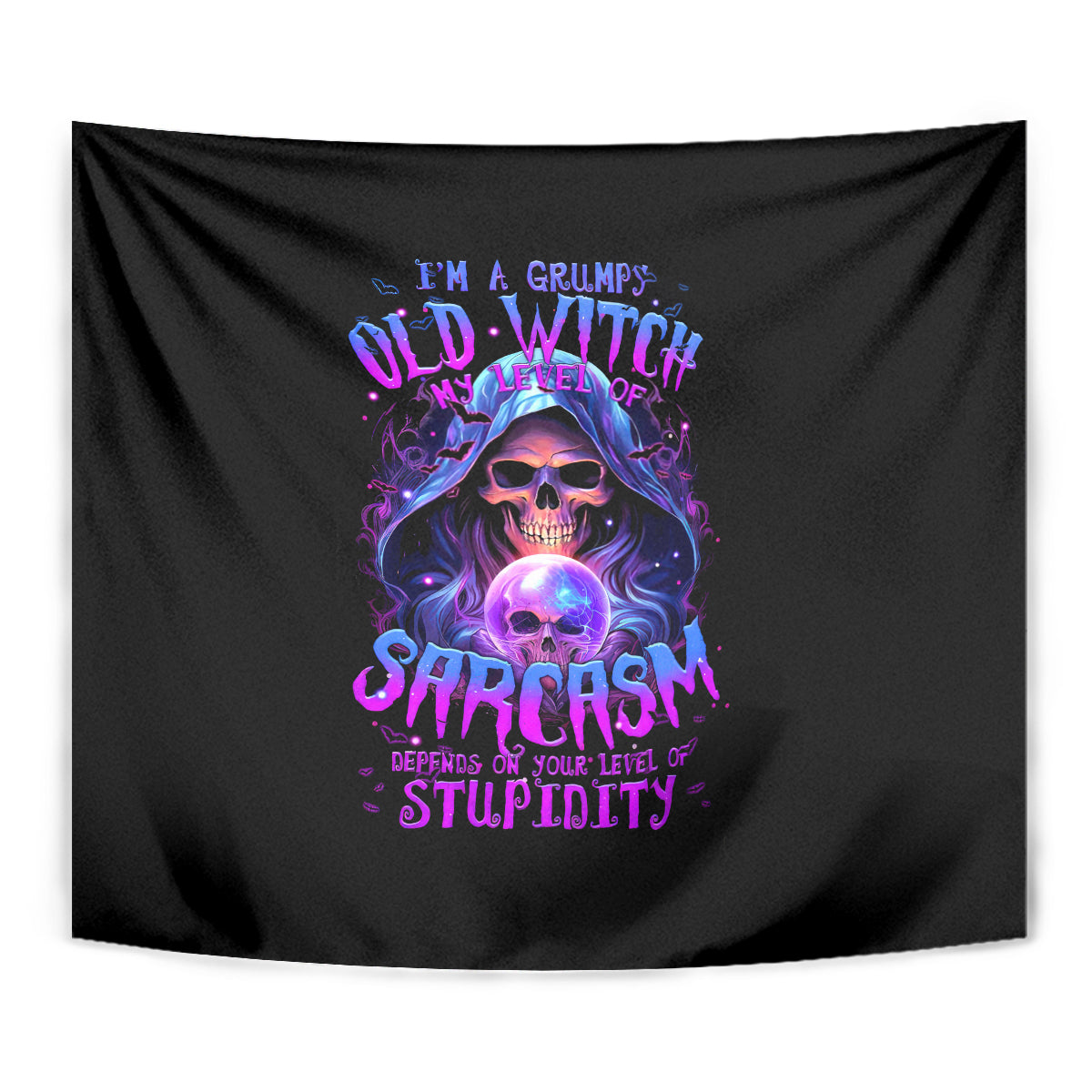 Witch Skull Tapestry I'm A Grumpy Old Witch - Wonder Print Shop
