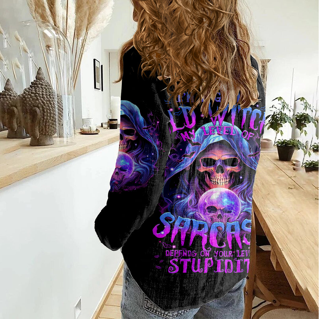 Witch Skull Women Casual Shirt I'm A Grumpy Old Witch - Wonder Print Shop