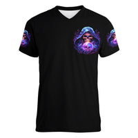 Witch Skull Women V Neck T Shirt I'm A Grumpy Old Witch - Wonder Print Shop