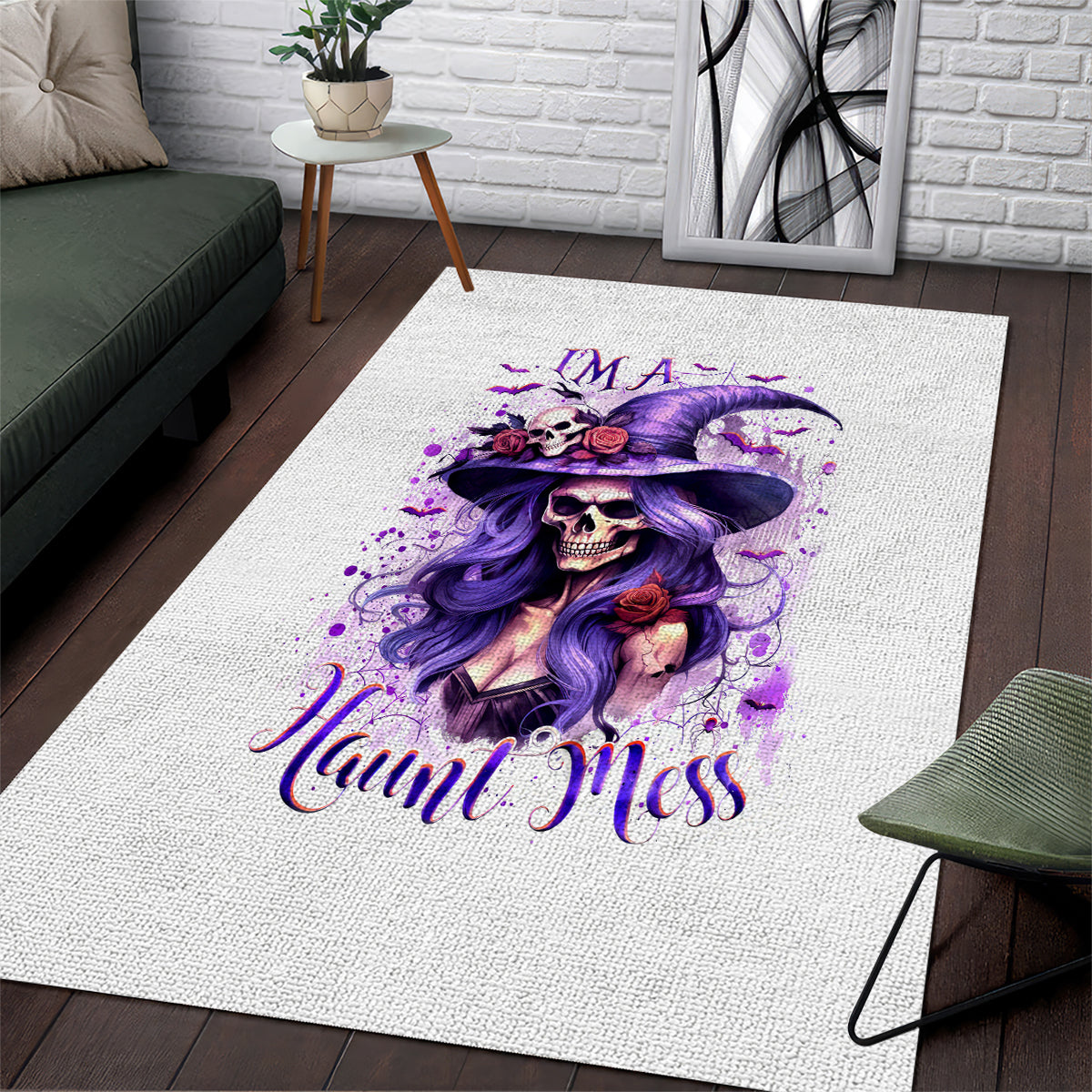 Witch Skull Area Rug I'm A Haunt Mess - Wonder Print Shop