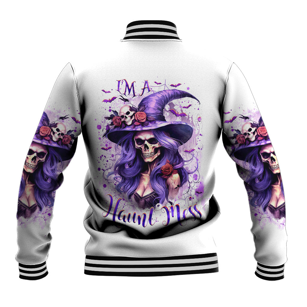 Witch Skull Baseball Jacket I'm A Haunt Mess - Wonder Print Shop