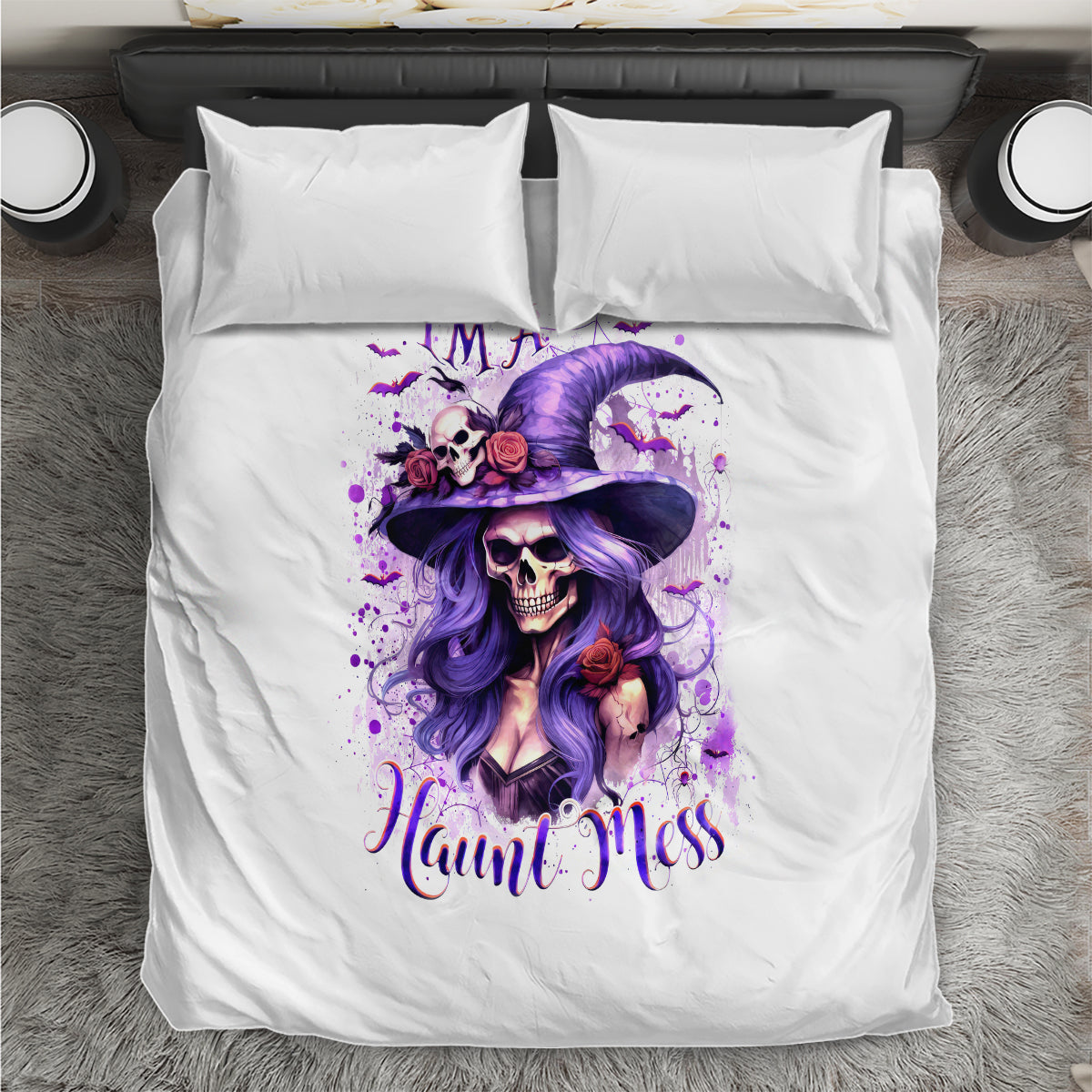 Witch Skull Bedding Set I'm A Haunt Mess - Wonder Print Shop