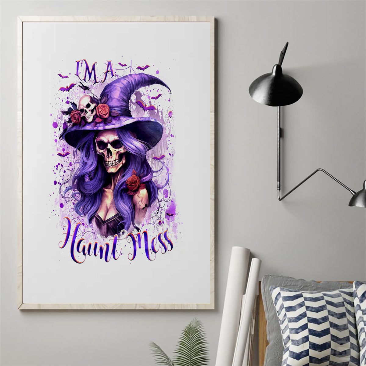 Witch Skull Canvas Wall Art I'm A Haunt Mess - Wonder Print Shop