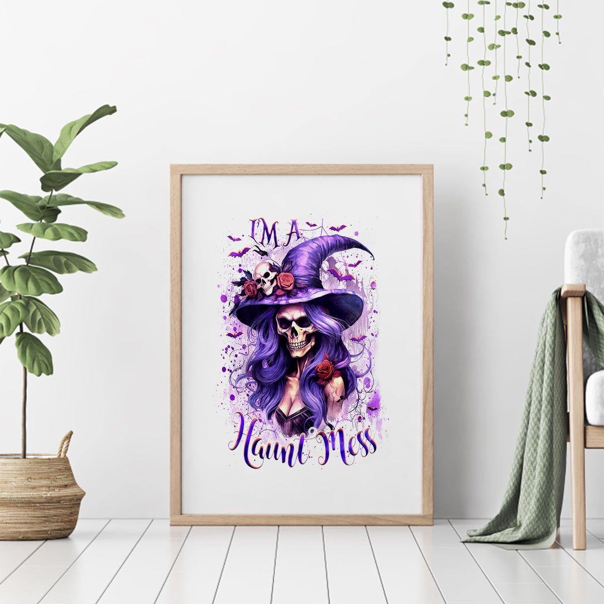 Witch Skull Canvas Wall Art I'm A Haunt Mess - Wonder Print Shop