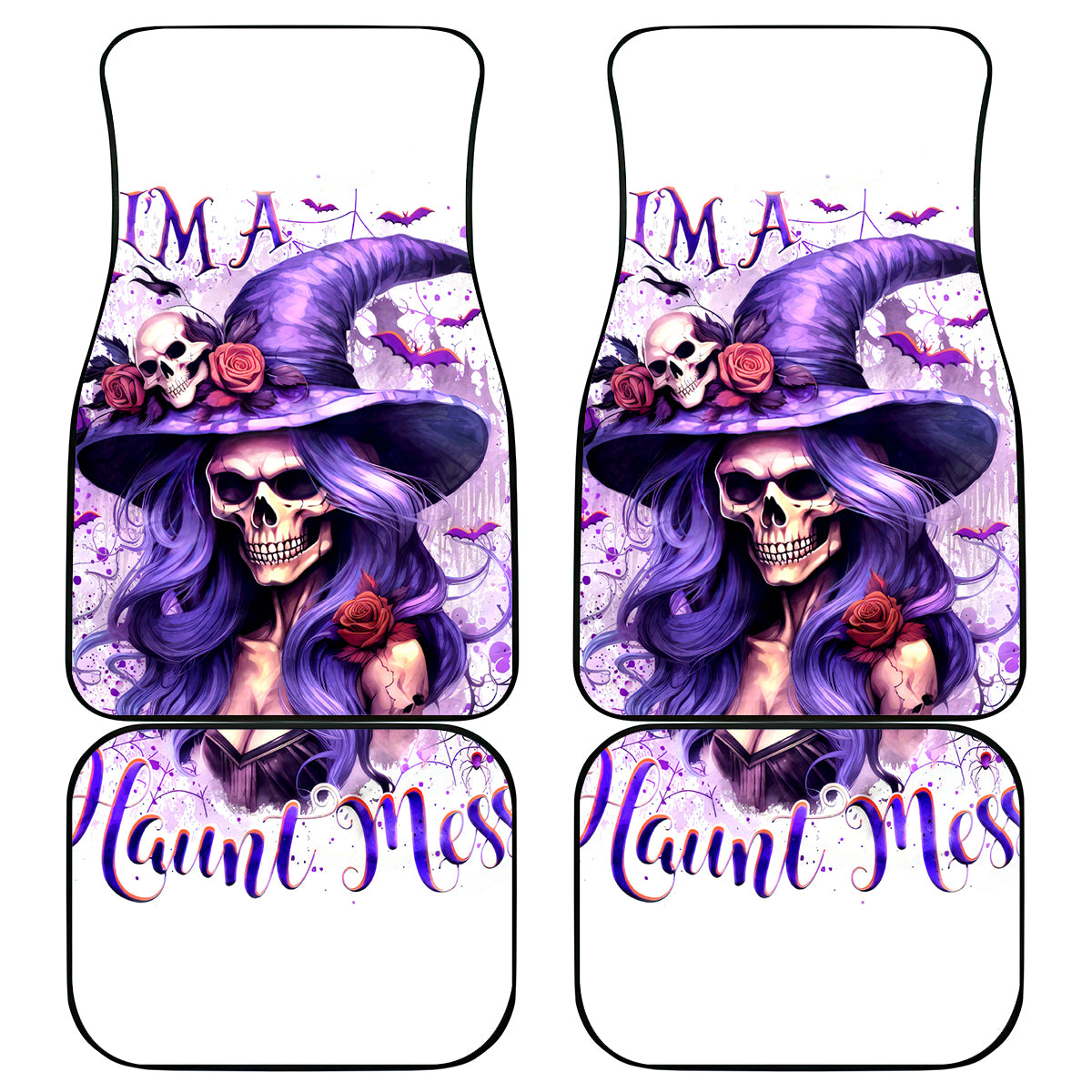 Witch Skull Car Mats I'm A Haunt Mess - Wonder Print Shop
