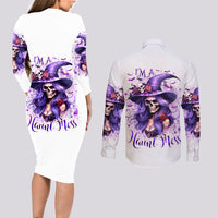 Witch Skull Couples Matching Long Sleeve Bodycon Dress and Long Sleeve Button Shirt I'm A Haunt Mess - Wonder Print Shop