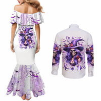 Witch Skull Couples Matching Mermaid Dress and Long Sleeve Button Shirt I'm A Haunt Mess DT01