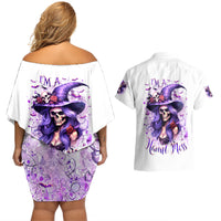 Witch Skull Couples Matching Off Shoulder Short Dress and Hawaiian Shirt I'm A Haunt Mess - Wonder Print Shop