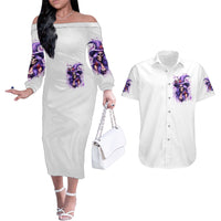 Witch Skull Couples Matching Off The Shoulder Long Sleeve Dress and Hawaiian Shirt I'm A Haunt Mess - Wonder Print Shop