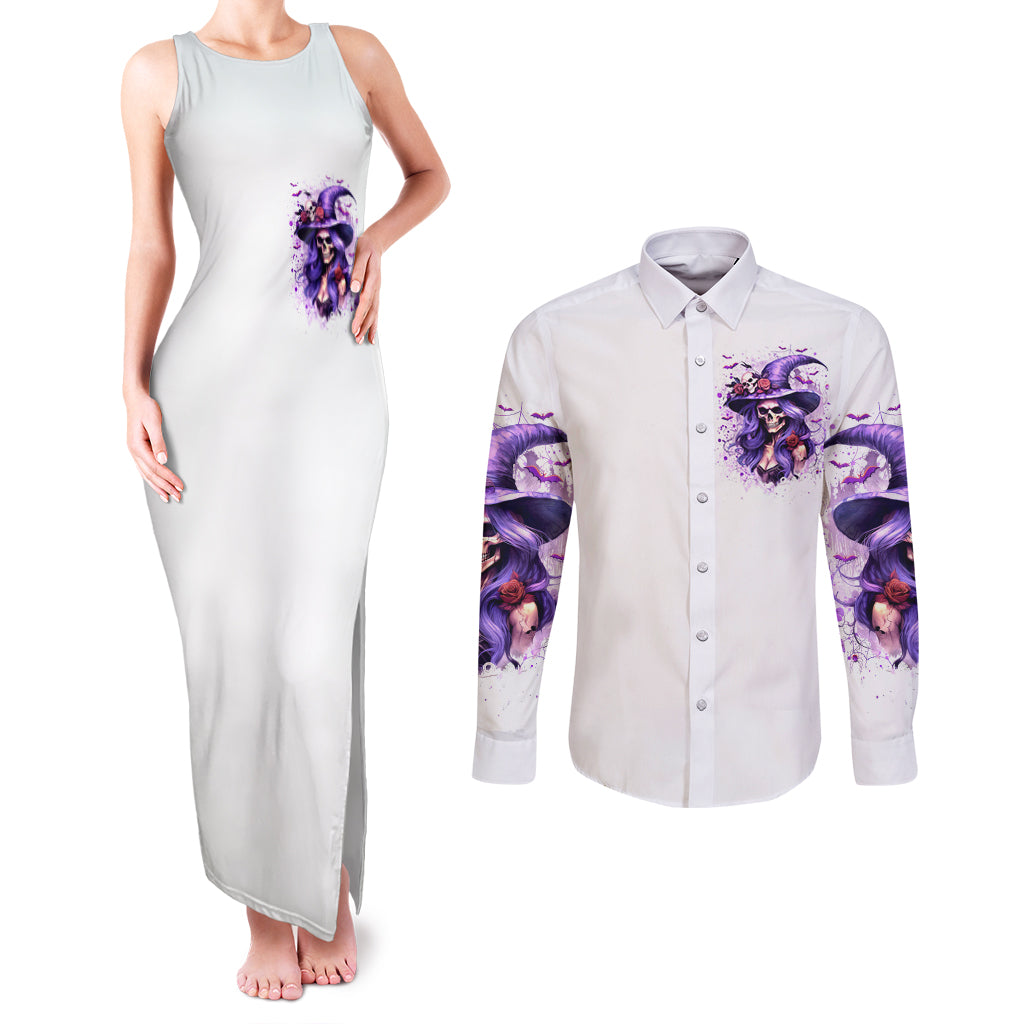 Witch Skull Couples Matching Tank Maxi Dress and Long Sleeve Button Shirt I'm A Haunt Mess - Wonder Print Shop