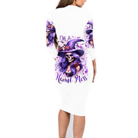 Witch Skull Family Matching Long Sleeve Bodycon Dress and Hawaiian Shirt I'm A Haunt Mess - Wonder Print Shop