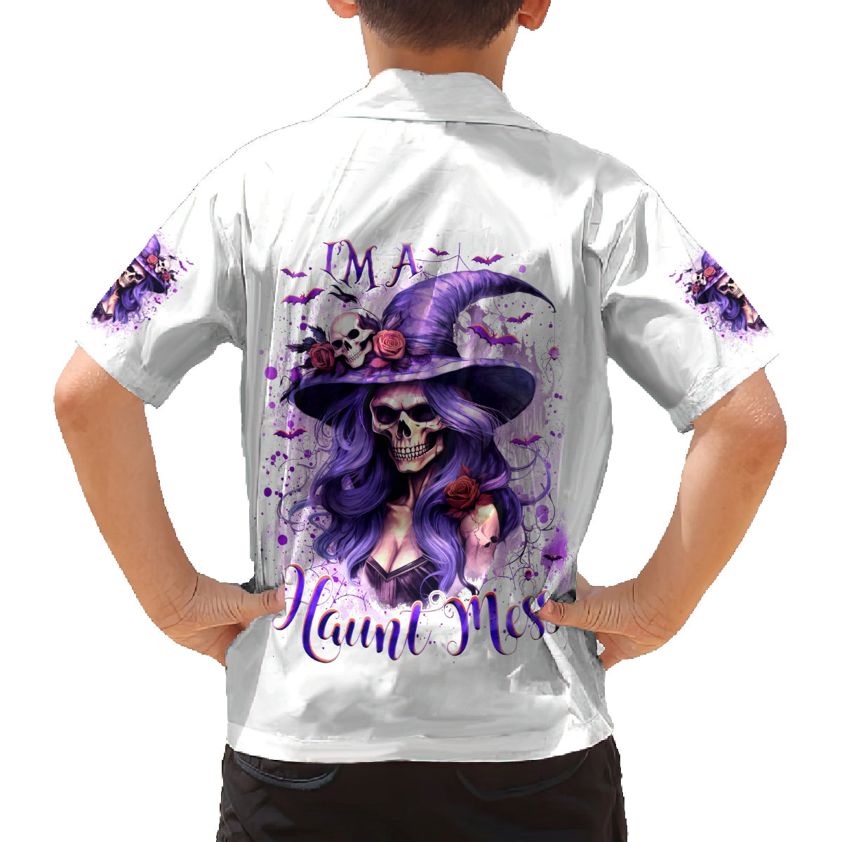 Witch Skull Family Matching Summer Maxi Dress and Hawaiian Shirt I'm A Haunt Mess - Wonder Print Shop