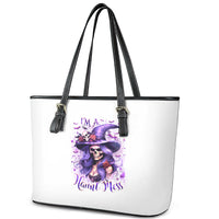 Witch Skull Leather Tote Bag I'm A Haunt Mess - Wonder Print Shop