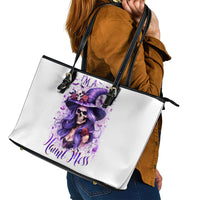 Witch Skull Leather Tote Bag I'm A Haunt Mess - Wonder Print Shop