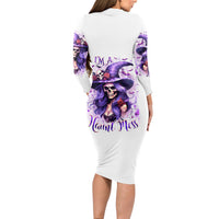 Witch Skull Long Sleeve Bodycon Dress I'm A Haunt Mess - Wonder Print Shop