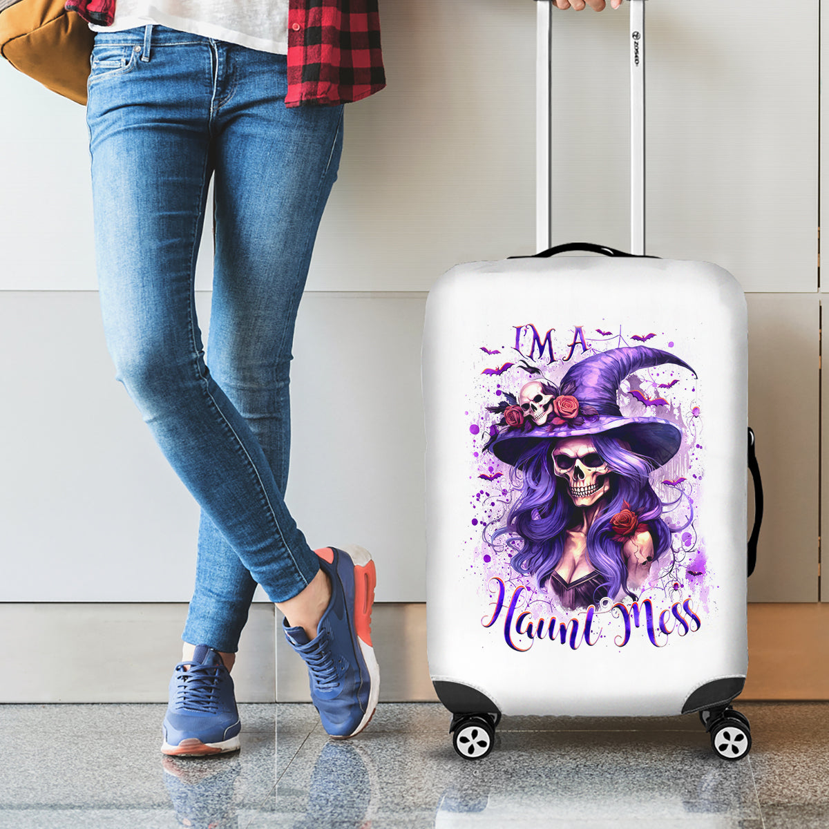 Witch Skull Luggage Cover I'm A Haunt Mess - Wonder Print Shop