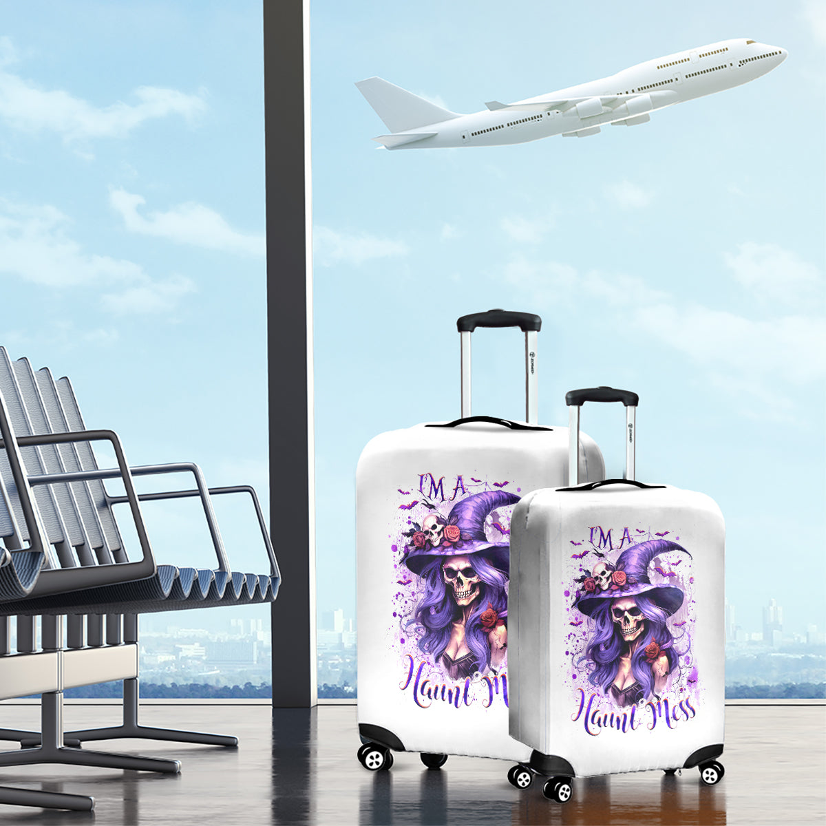 Witch Skull Luggage Cover I'm A Haunt Mess - Wonder Print Shop