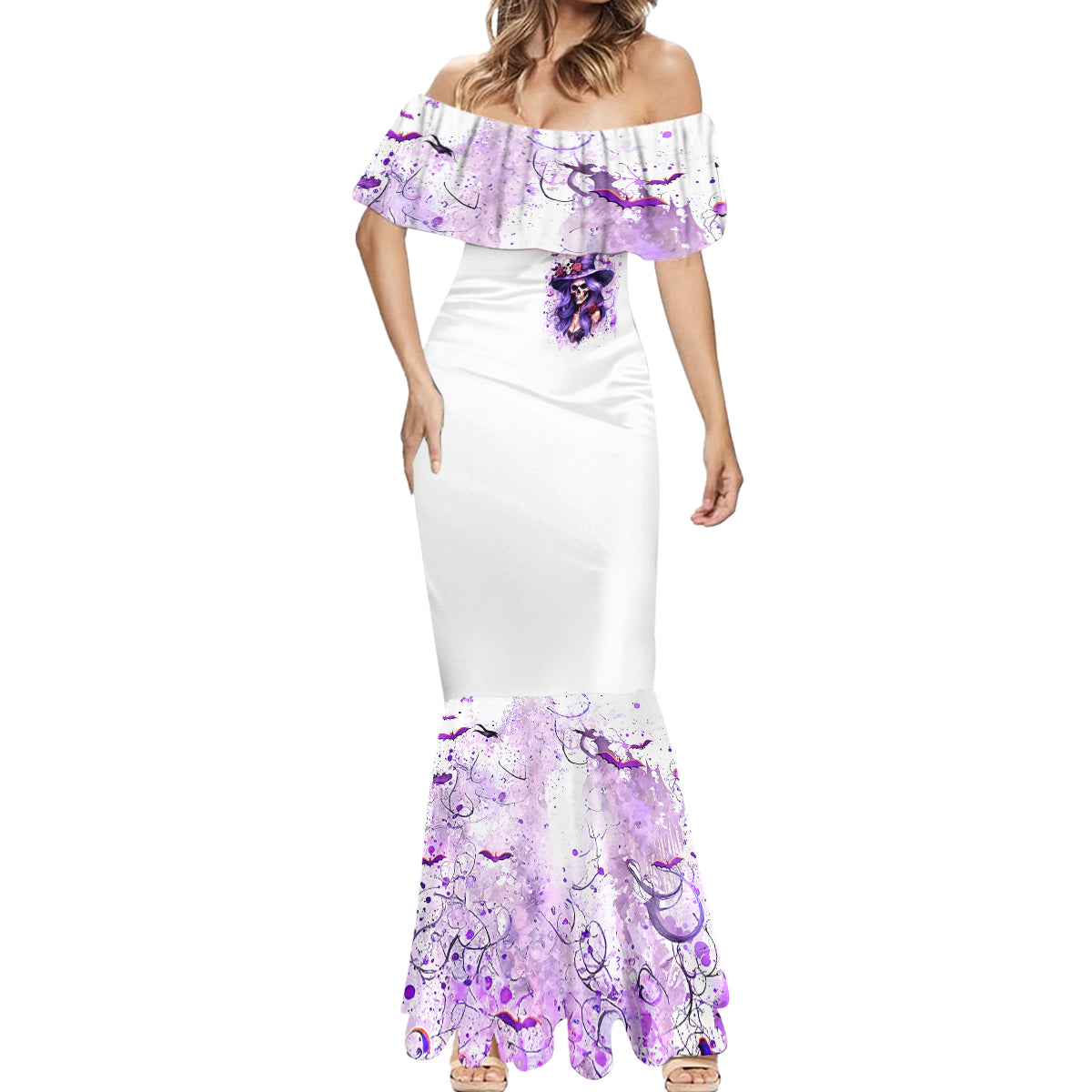 Witch Skull Mermaid Dress I'm A Haunt Mess - Wonder Print Shop