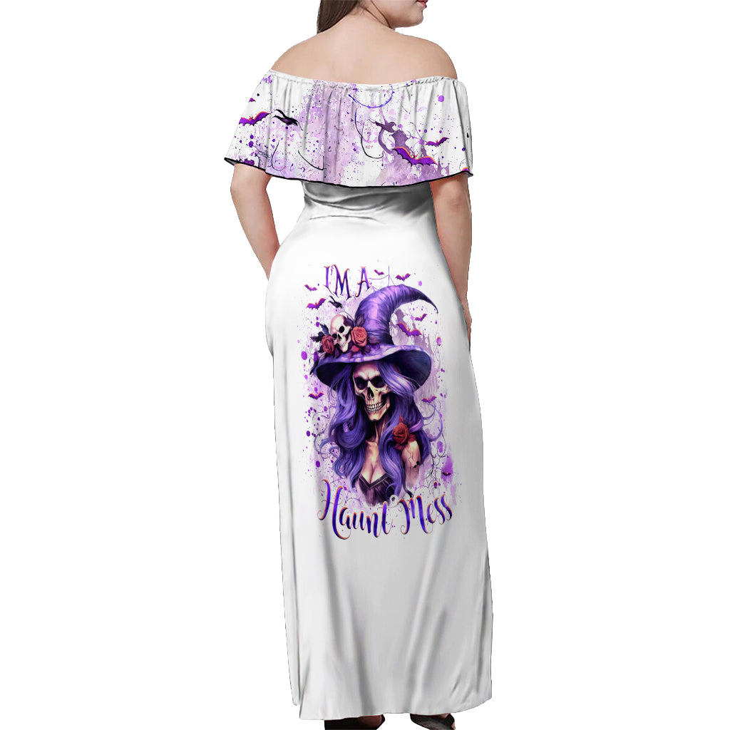 Witch Skull Off Shoulder Maxi Dress I'm A Haunt Mess - Wonder Print Shop