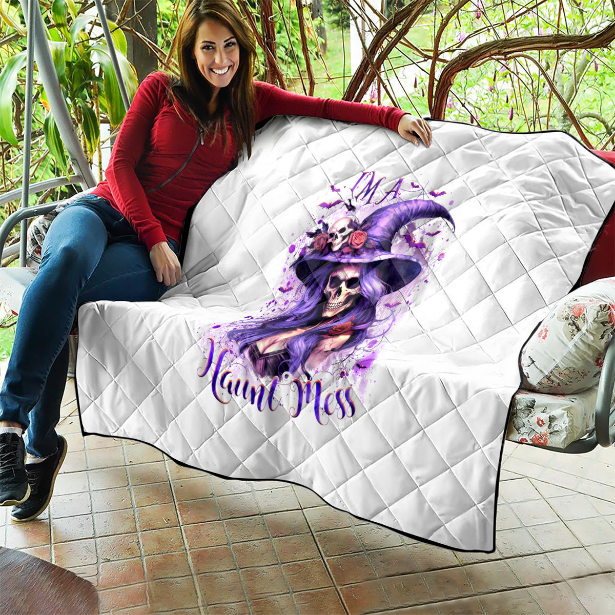 Witch Skull Quilt I'm A Haunt Mess - Wonder Print Shop