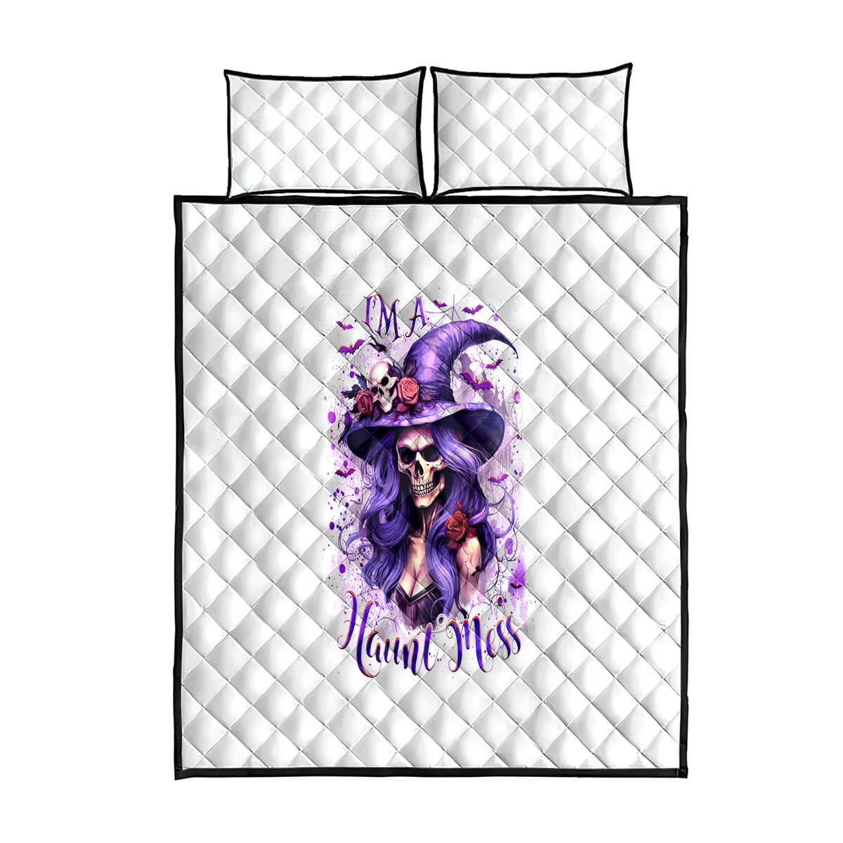 Witch Skull Quilt Bed Set I'm A Haunt Mess - Wonder Print Shop