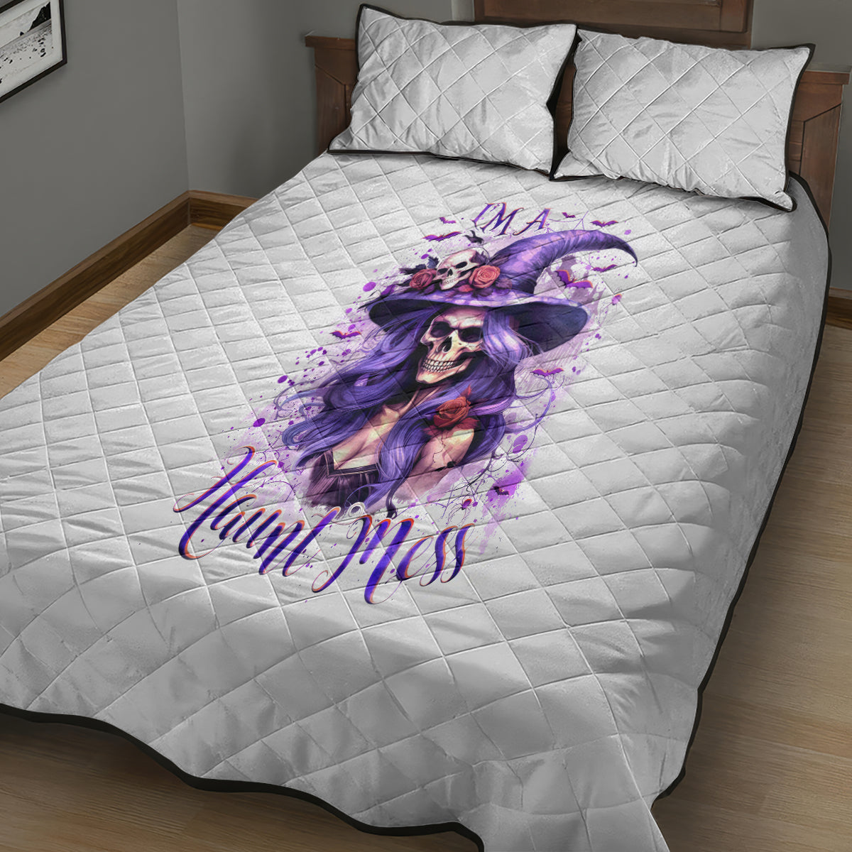 Witch Skull Quilt Bed Set I'm A Haunt Mess - Wonder Print Shop