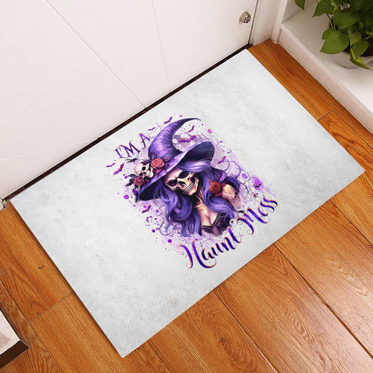 Witch Skull Rubber Doormat I'm A Haunt Mess - Wonder Print Shop