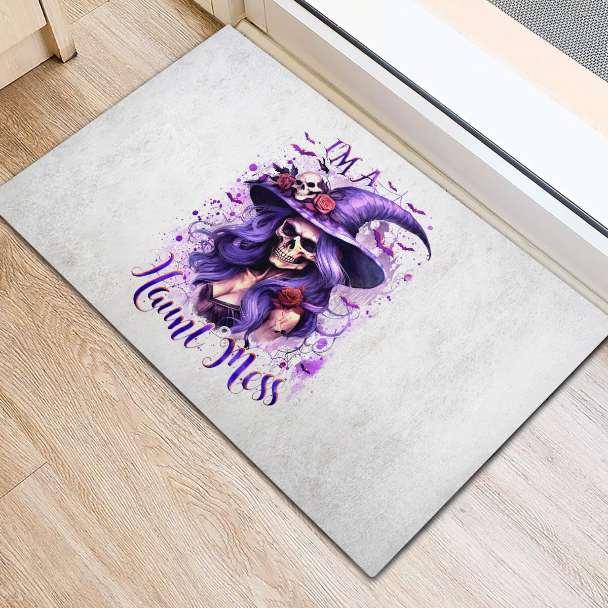 Witch Skull Rubber Doormat I'm A Haunt Mess - Wonder Print Shop