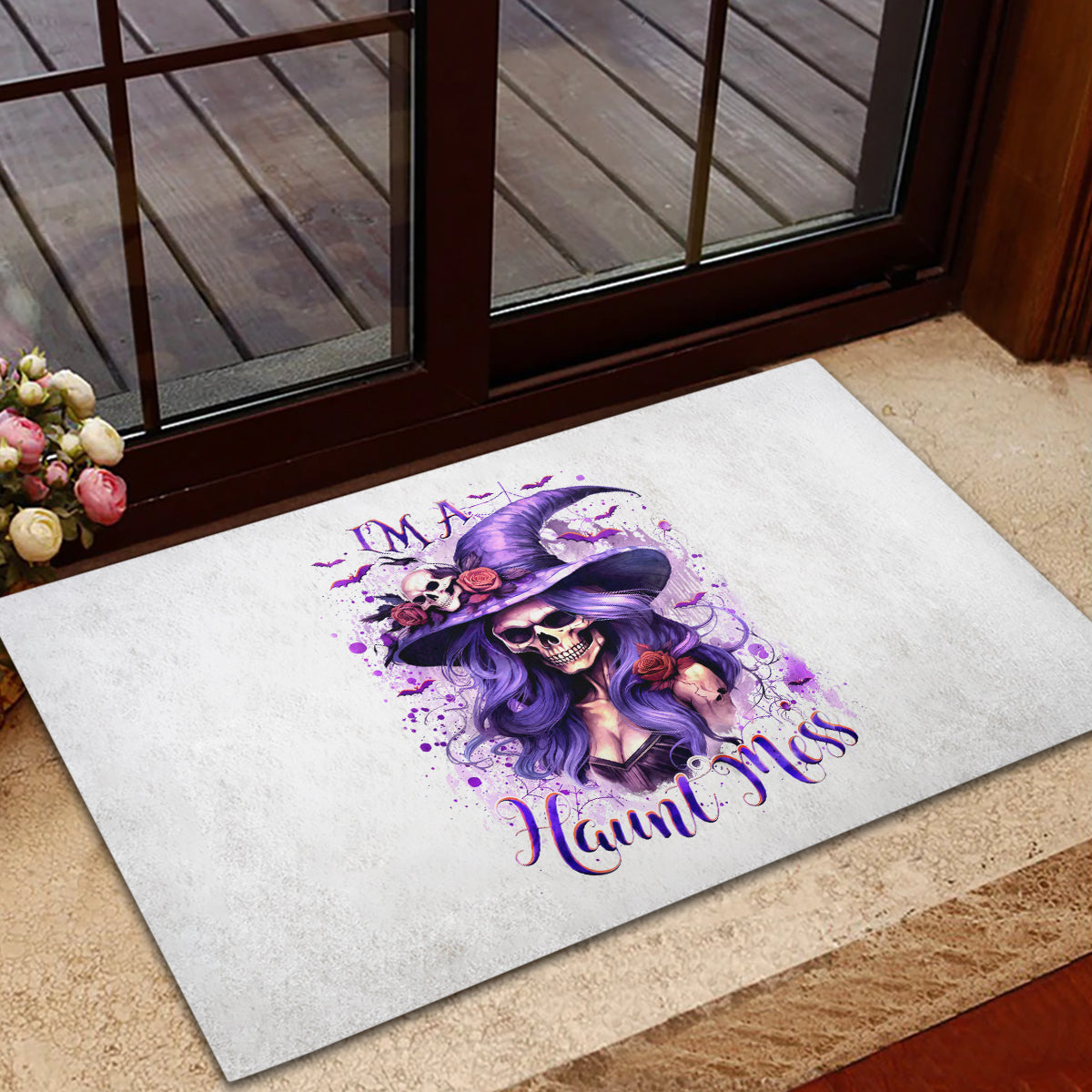 Witch Skull Rubber Doormat I'm A Haunt Mess - Wonder Print Shop