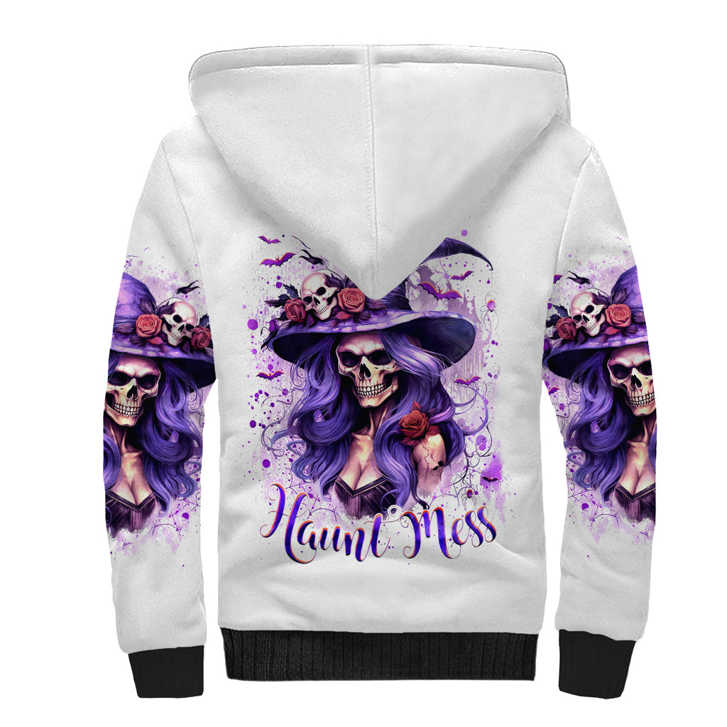 Witch Skull Sherpa Hoodie I'm A Haunt Mess - Wonder Print Shop