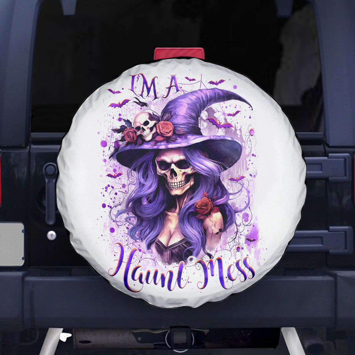 Witch Skull Spare Tire Cover I'm A Haunt Mess - Wonder Print Shop