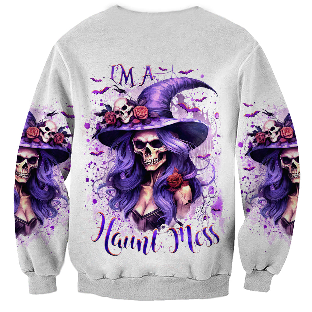 Witch Skull Sweatshirt I'm A Haunt Mess - Wonder Print Shop