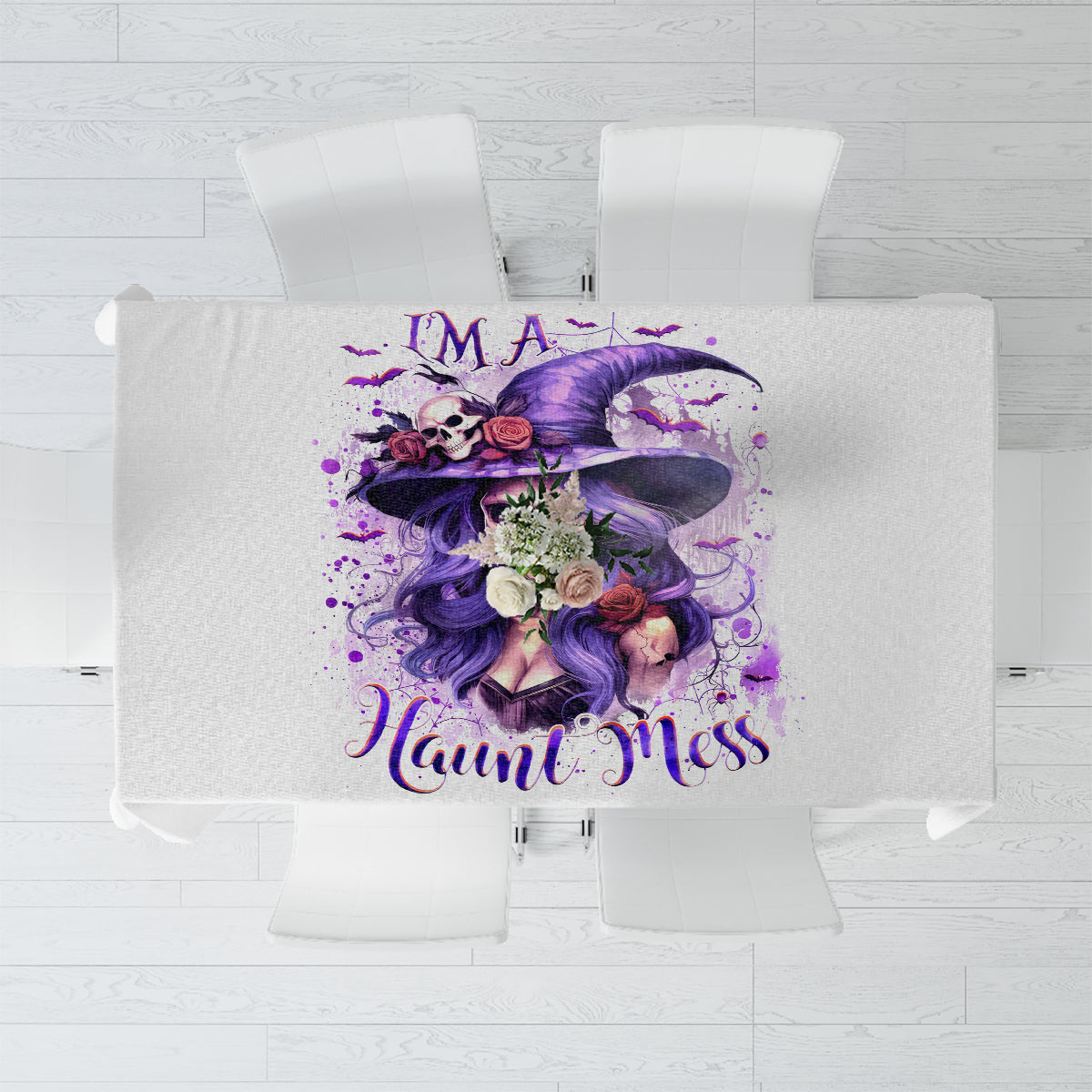 Witch Skull Tablecloth I'm A Haunt Mess - Wonder Print Shop