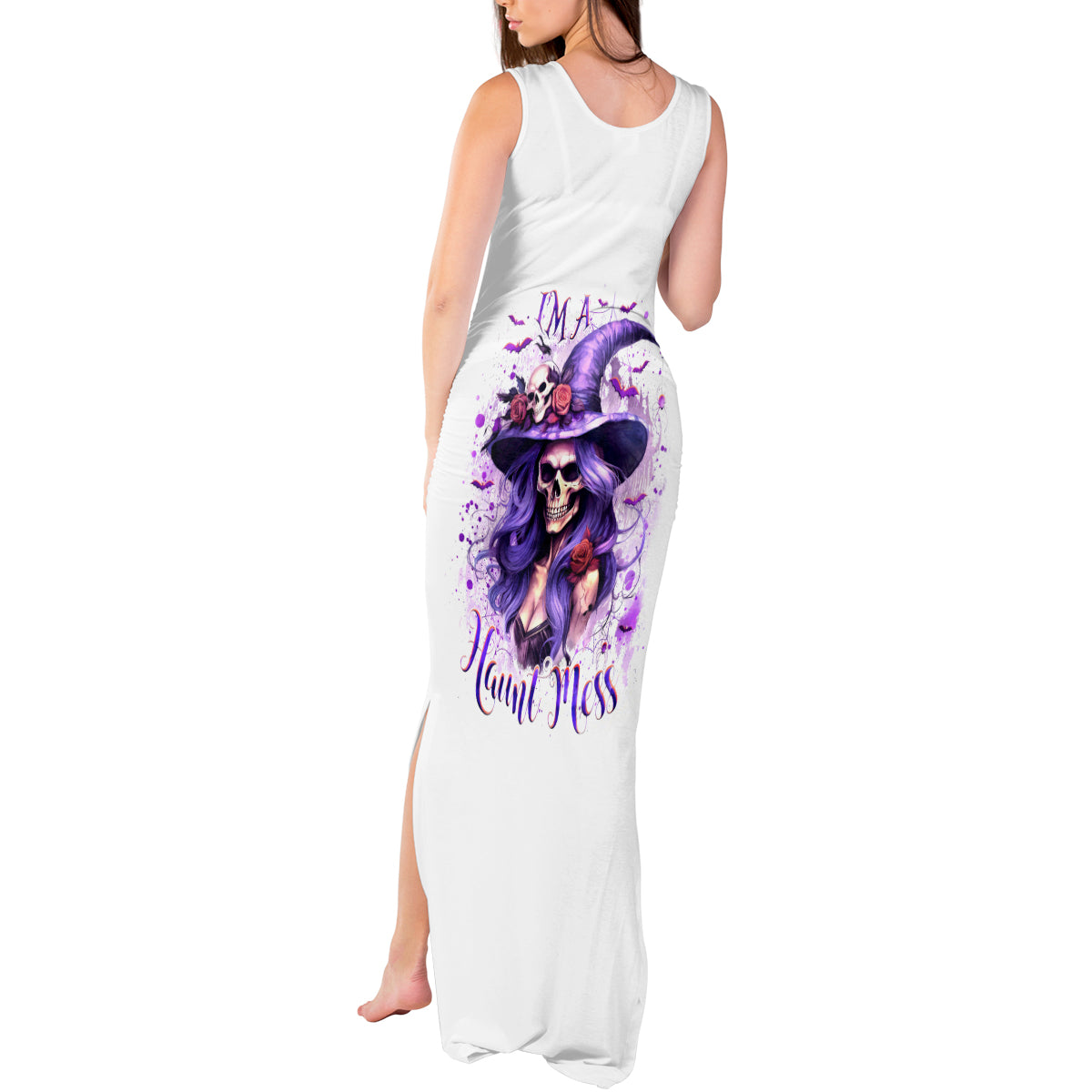 Witch Skull Tank Maxi Dress I'm A Haunt Mess - Wonder Print Shop