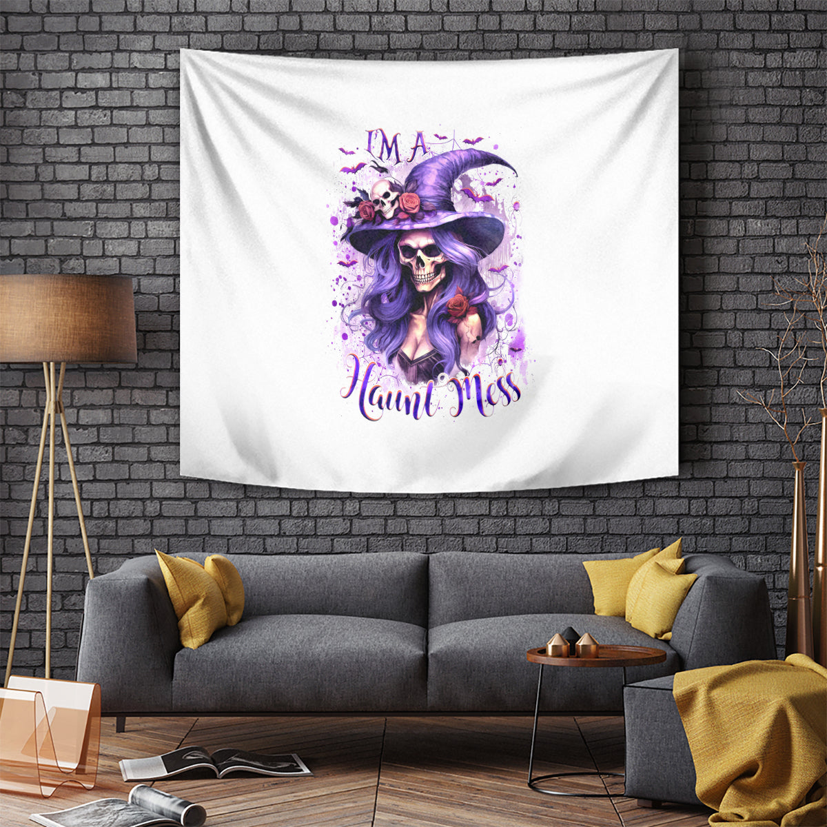 Witch Skull Tapestry I'm A Haunt Mess - Wonder Print Shop
