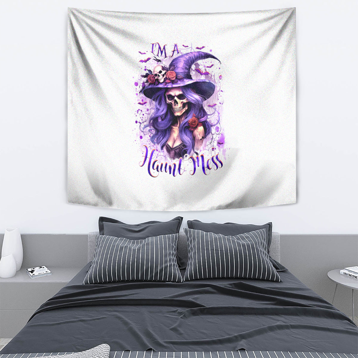 Witch Skull Tapestry I'm A Haunt Mess - Wonder Print Shop