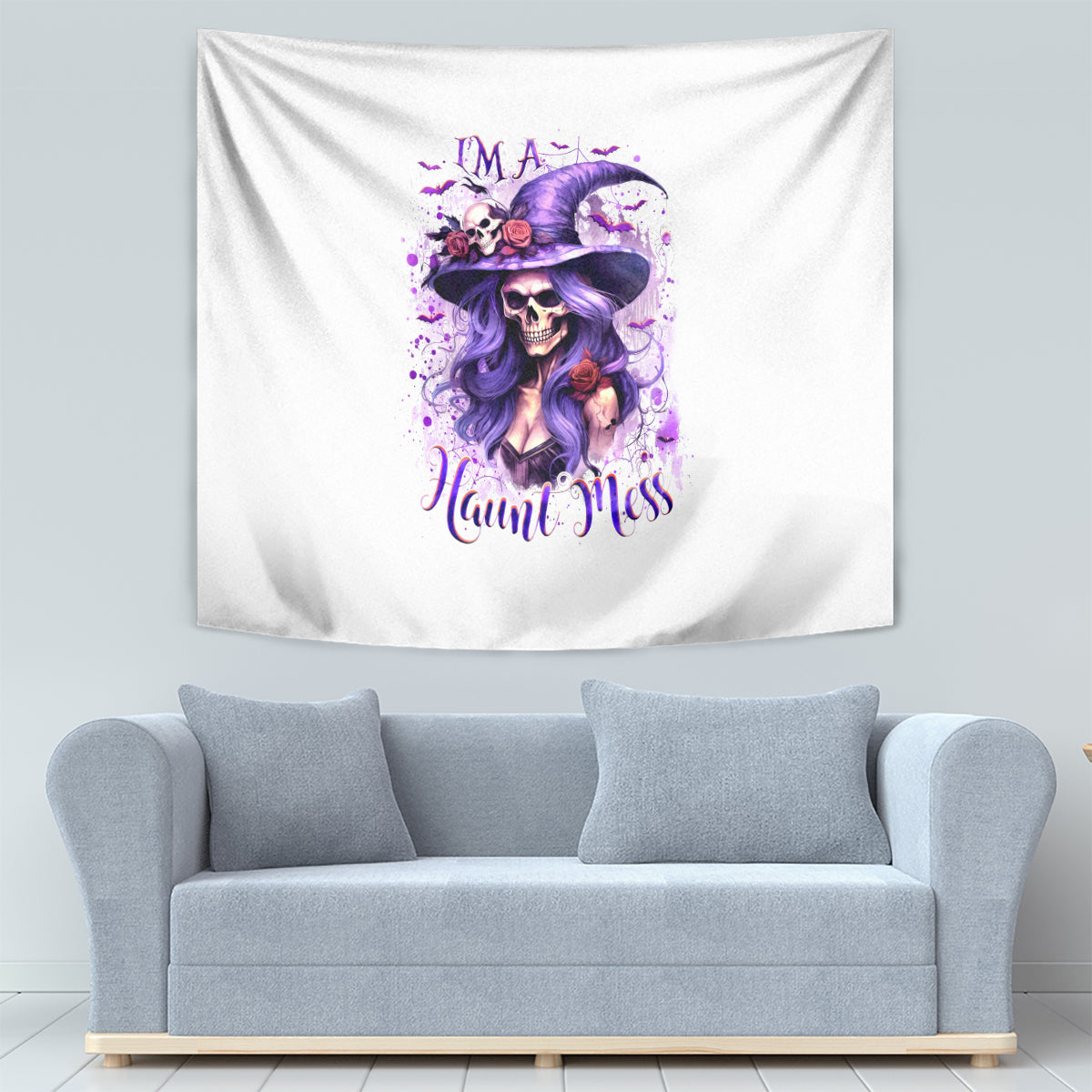 Witch Skull Tapestry I'm A Haunt Mess - Wonder Print Shop