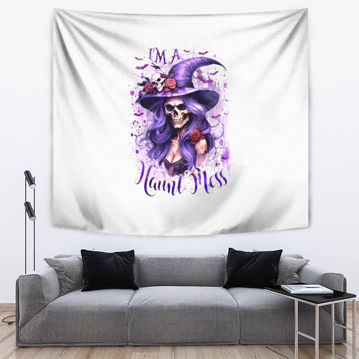 Witch Skull Tapestry I'm A Haunt Mess - Wonder Print Shop