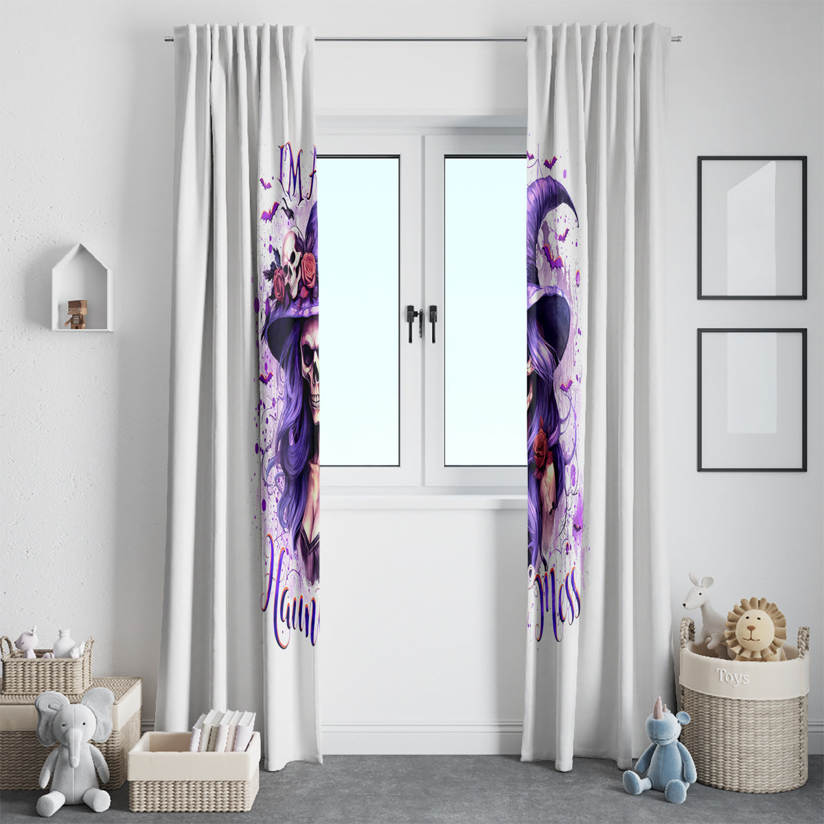 Witch Skull Window Curtain I'm A Haunt Mess - Wonder Print Shop