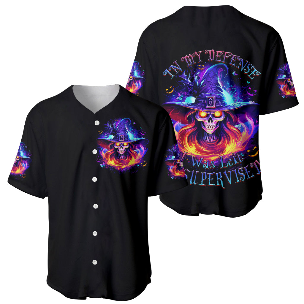 Fire Witch Skull Baseball Jersey In My Defense The Moon Was Full And I Was Left Unsupervided - Wonder Print Shop