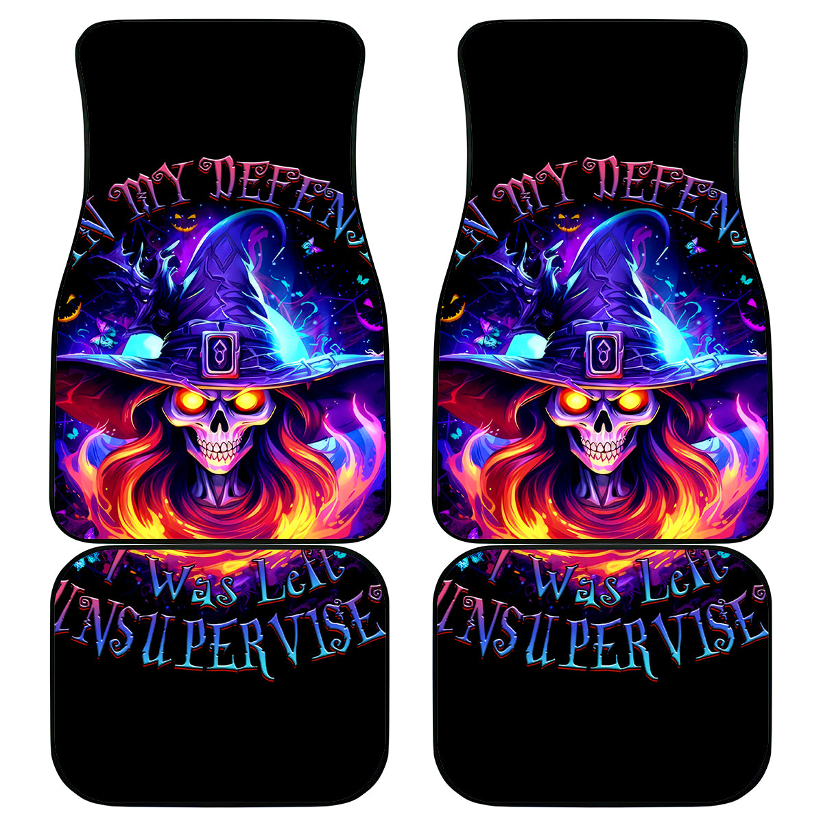 Fire Witch Skull Car Mats In My Defense The Moon Was Full And I Was Left Unsupervided - Wonder Print Shop