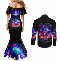 Fire Witch Skull Couples Matching Mermaid Dress and Long Sleeve Button Shirt In My Defense The Moon Was Full And I Was Left Unsupervided DT01