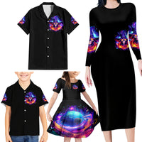 Fire Witch Skull Family Matching Long Sleeve Bodycon Dress and Hawaiian Shirt In My Defense The Moon Was Full And I Was Left Unsupervided - Wonder Print Shop