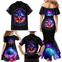 Fire Witch Skull Family Matching Mermaid Dress and Hawaiian Shirt In My Defense The Moon Was Full And I Was Left Unsupervided - Wonder Print Shop