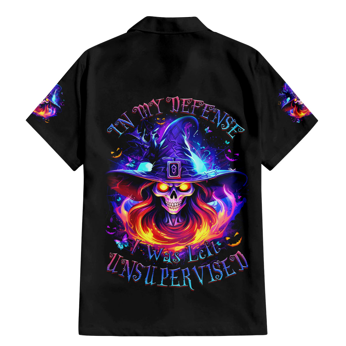 Fire Witch Skull Family Matching Mermaid Dress and Hawaiian Shirt In My Defense The Moon Was Full And I Was Left Unsupervided - Wonder Print Shop