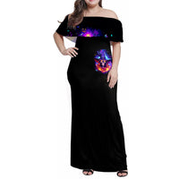Fire Witch Skull Family Matching Off Shoulder Maxi Dress and Hawaiian Shirt In My Defense The Moon Was Full And I Was Left Unsupervided - Wonder Print Shop