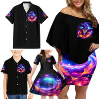 Fire Witch Skull Family Matching Off Shoulder Short Dress and Hawaiian Shirt In My Defense The Moon Was Full And I Was Left Unsupervided - Wonder Print Shop