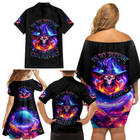 Fire Witch Skull Family Matching Off Shoulder Short Dress and Hawaiian Shirt In My Defense The Moon Was Full And I Was Left Unsupervided - Wonder Print Shop